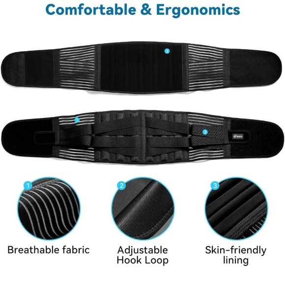 Glofit Black Back Support Belt Men's XL NWT - Picture 3 of 7